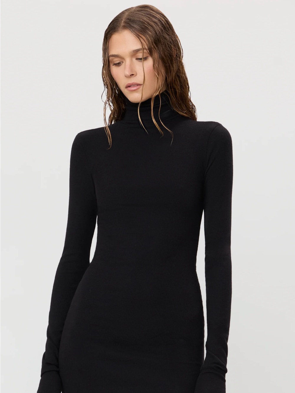 Eterne Black Mini Turtleneck Dress